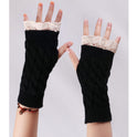 Women's Warm Lace Lengthened Knitted Half-finger Gloves