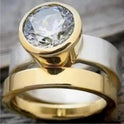 Fashion Heavy Industry Wide-faced Two-color Zircon Ring Creative