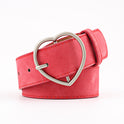 Women's Alloy Peach Heart Japanese Buckle Frosted Leather Wide Belt