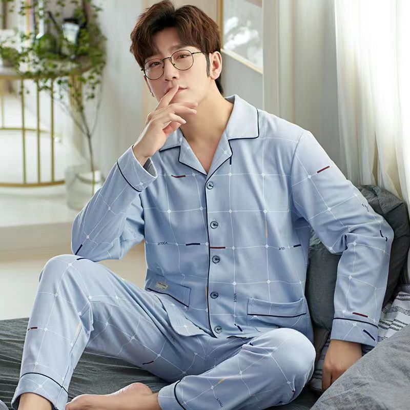 Spring And Autumn Loose Men's Pajamas Suit