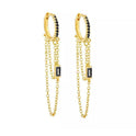 Silver Needle Chain Tassel Design Micro-inlaid Color Zircon EAll-match Earrings