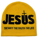 Jacquard Brimless Knitted Hat JESUS Letters Autumn And Winter Wool Sleeve Cap