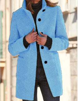 Vintage Solid Color Button-up Coat