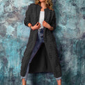 Spring And Autumn Clothing Drum Wave Solid Color Cardigan Long Sweater Coat