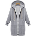 Hooded Long Sleeve Sweater Fleece Long Jacket