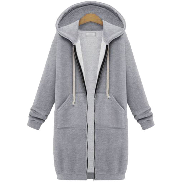 Hooded Long Sleeve Sweater Fleece Long Jacket