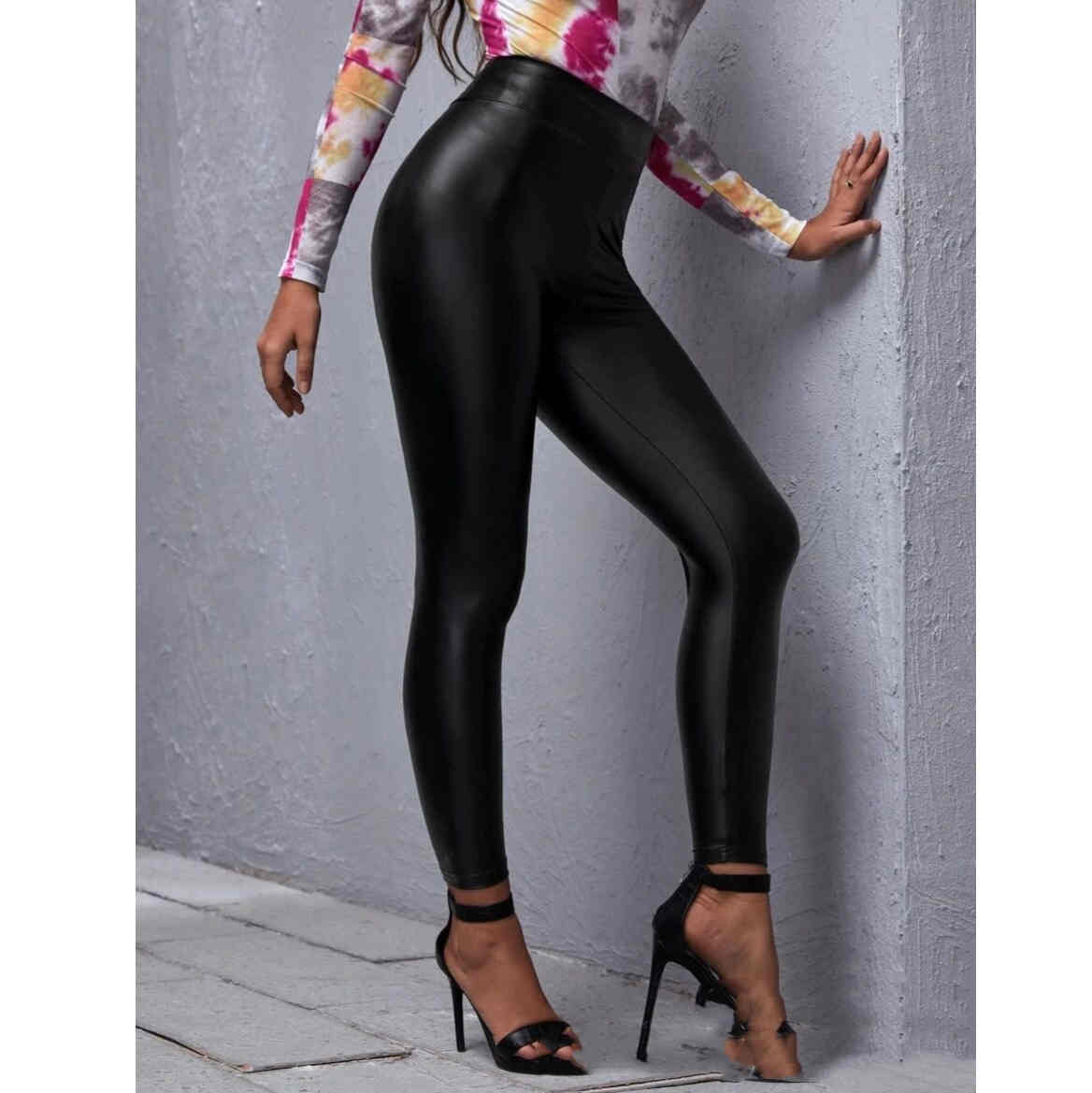 Mid-waist Pu Slim Tight-fitting Hip Sexy Female Leather Pants