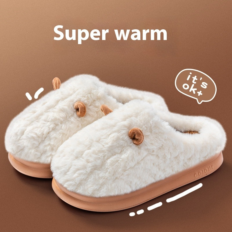 Winter Warm Indoor Home Thick Bottom Non Slip Cotton Slippers