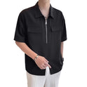 Half Zipper Short Sleeve Workwear Shirt Men