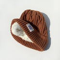 Woolen Cap Female Fleece Lined Padded Warm Keeping Knitted Hat