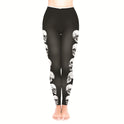 Gothic Skull Print High Waist Sports Leggings