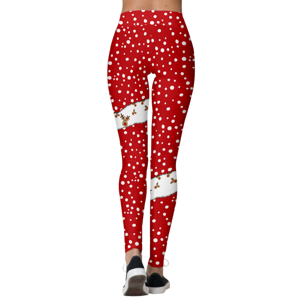 Christmas Printed Sports Hip Raise High Waist Leggings