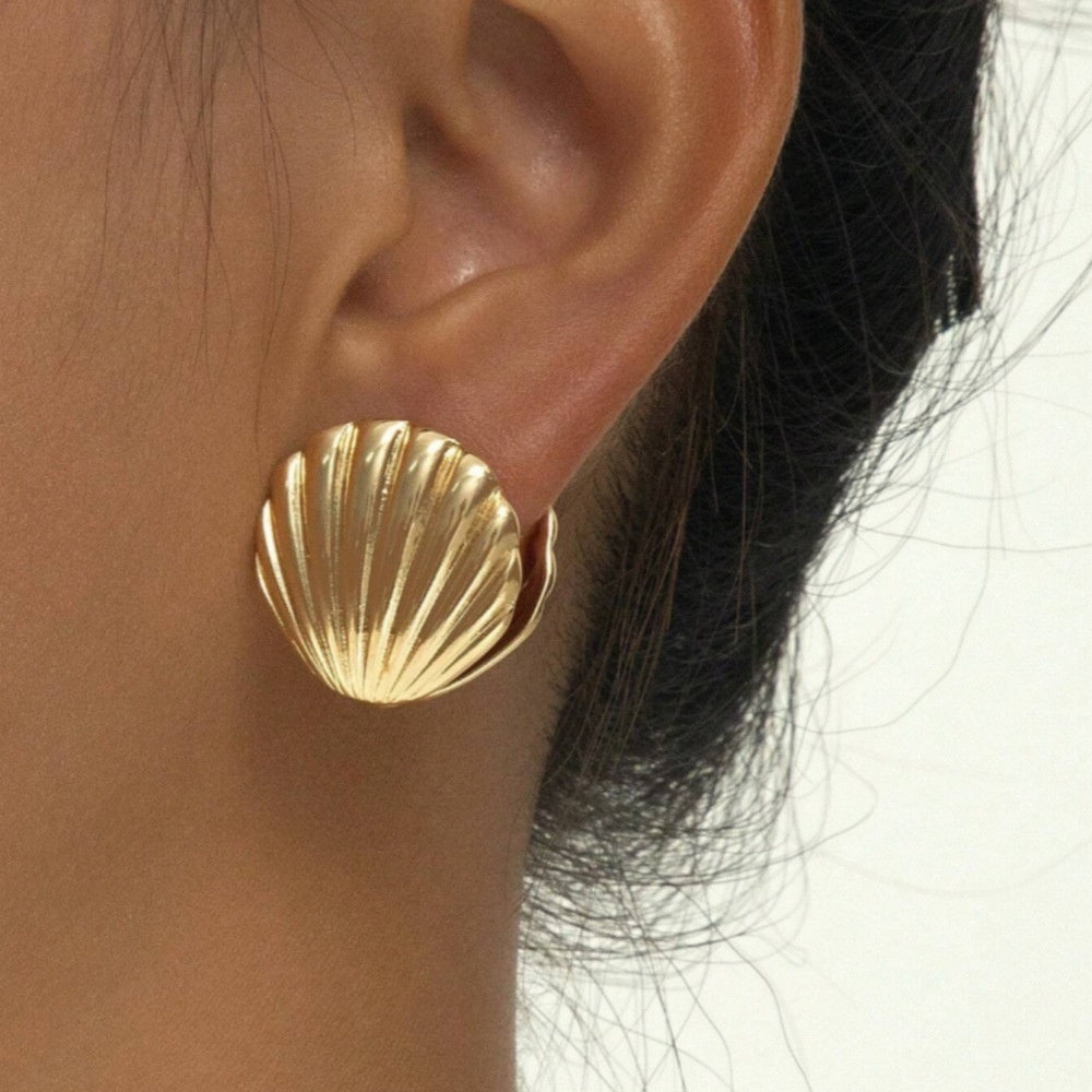 Exaggerated Ocean Shell Texture Earrings For Women