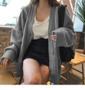 Women's Solid Color Fashion Casual Knitted Jacket