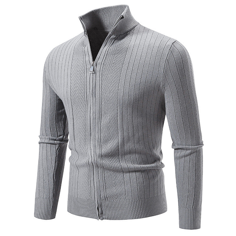 Solid Color Zipper Cardigan Jacket Coat For Men