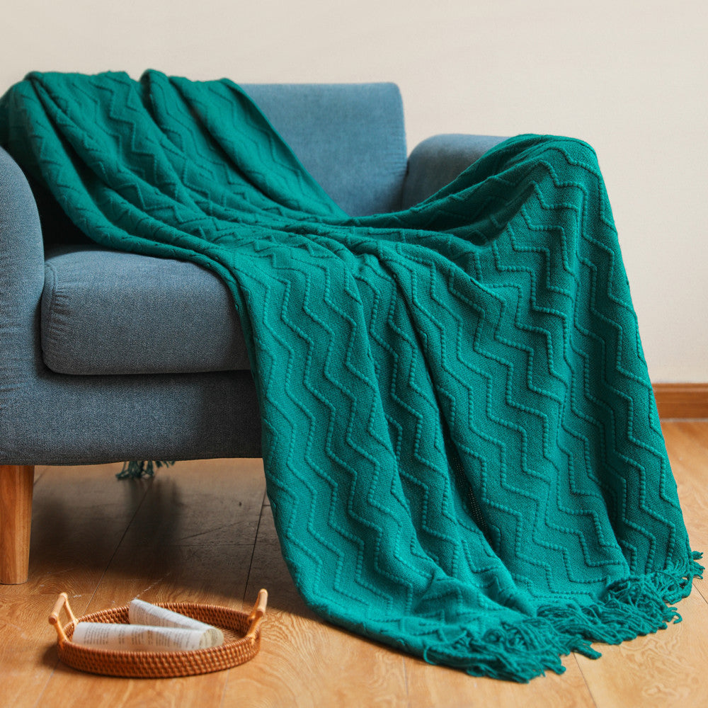 Knitted Tassel Blanket Office Air Conditioner