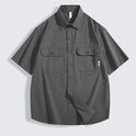 Retro Workwear Short Sleeve Shirt For Men