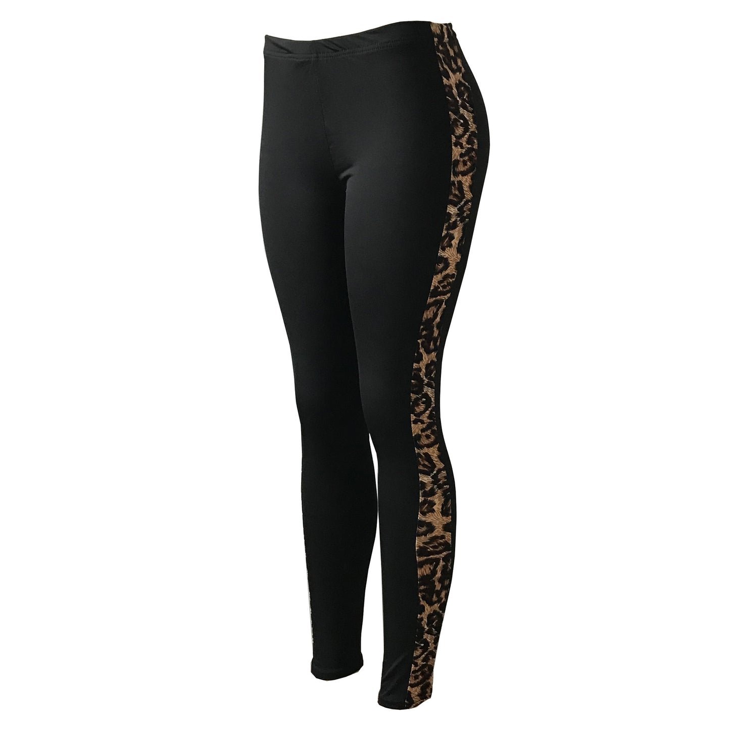 Women's Side Leopard Panel Stretch Fitness Yoga Pants