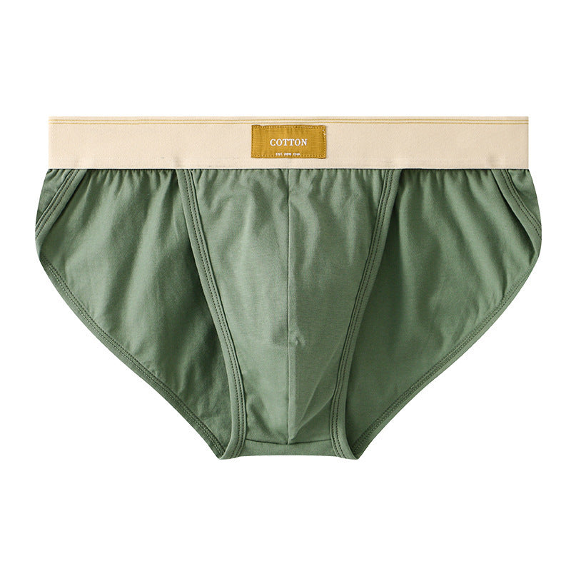 Loose Men's Solid Color Cotton Briefs