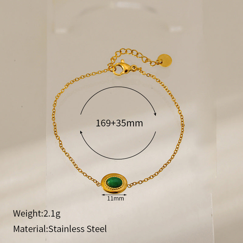 Fashion Pine Green Glass Pendant Bracelet For Women