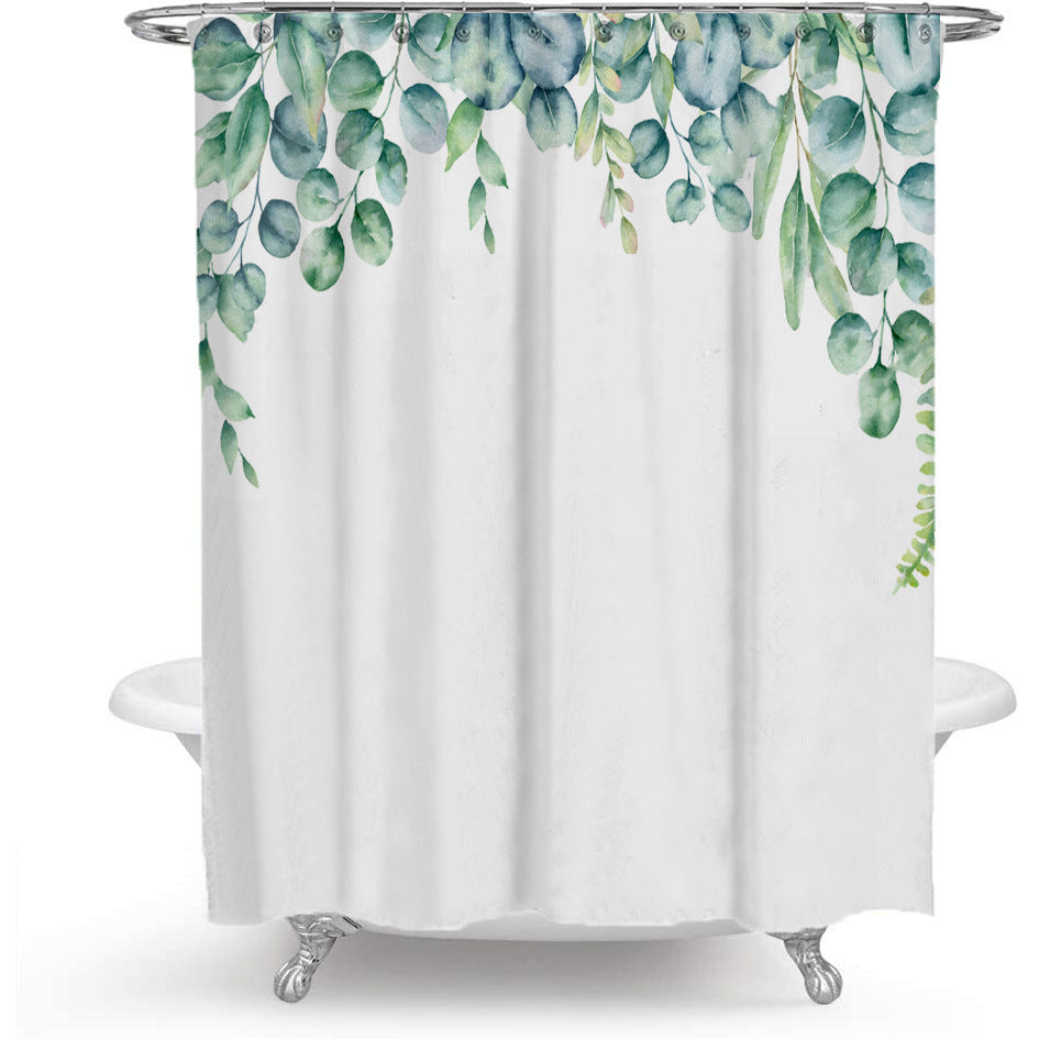 Color Floral Plant Shower Curtain Bathroom Curtain Polyester