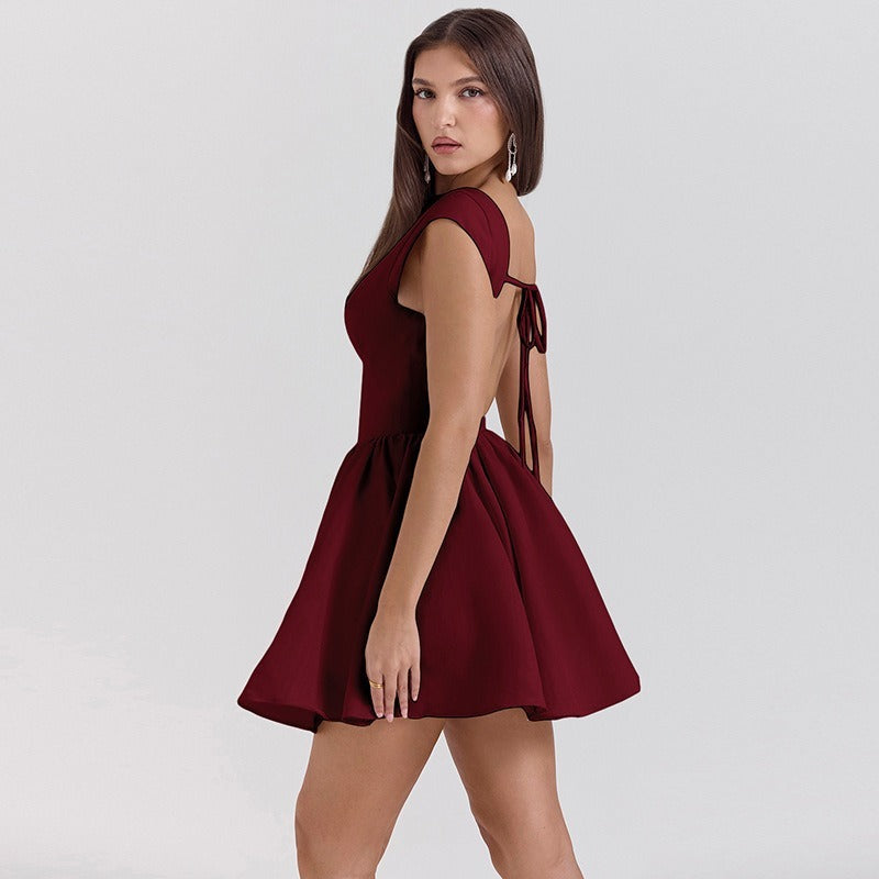 Women's Fashion Bare Back Waist-controlled Lace-up Dress