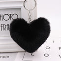 Heart-shaped Fur Ball Keychain Rex Rabbit Plush Car Pendant