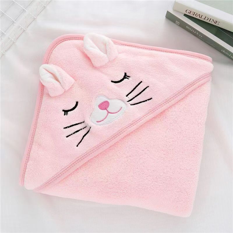 Coral Fleece Three-dimensional Cartoon Bath Towel Children Hoodie Cloak