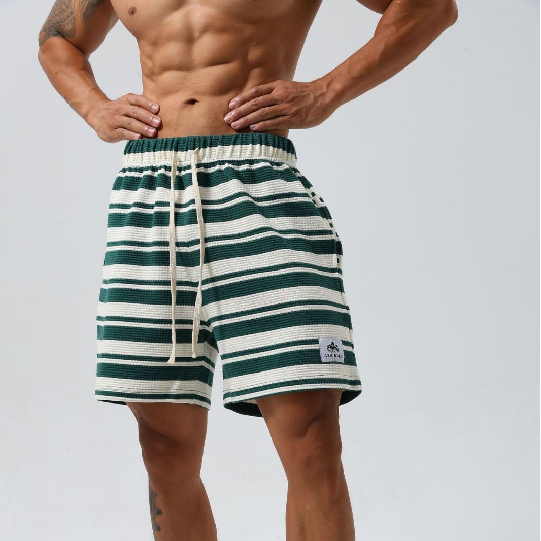 Men's Striped Shorts Sports Outdoor Casual Fitness Running Moisture Wicking Loose