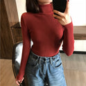 All-match Solid Color Slim Slimming Turtleneck High-neck Warm Long-