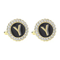 Round Diamond French Cufflinks Men's 26 Letters