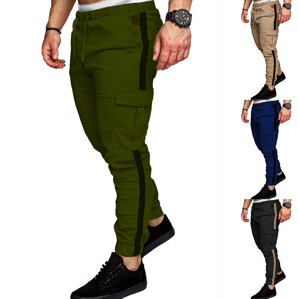 Men's Autumn Stitching Solid Color Casual Sports Loose Straight-leg Pants