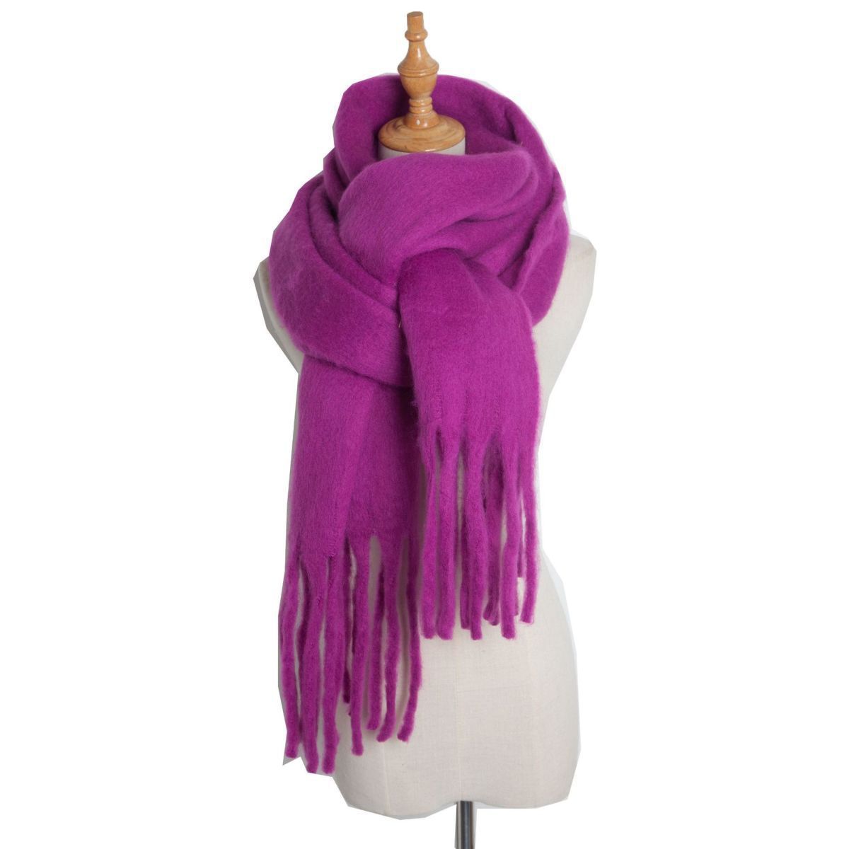 Mohair Twist Braid Plush Scarf For Women Winter Thickened