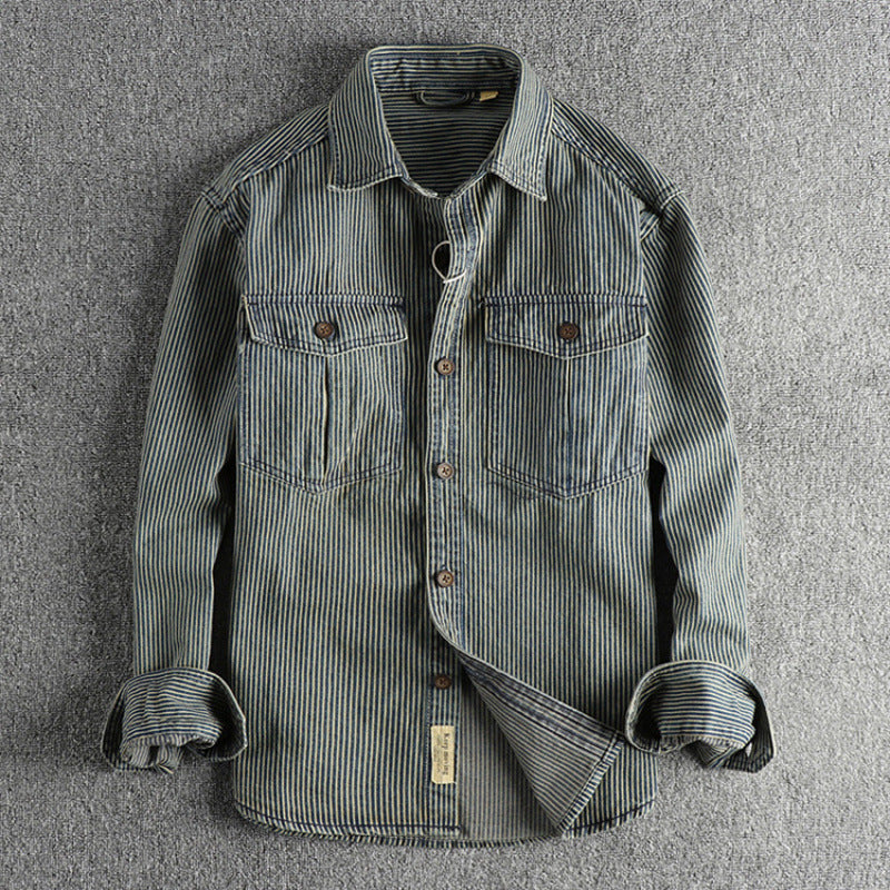 Washed Vintage Denim Shirt For Men