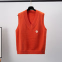 Loose V-neck Short Sleeveless Waistcoat Sweater Outer Wear Knitted Vest