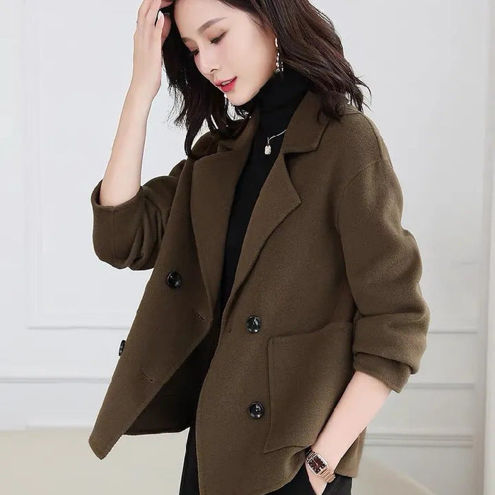 Casual Woolen Coat Thickened Overcoat Mom All-matching Western Short Top