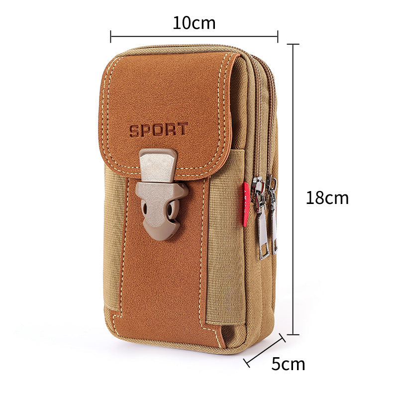 Men's 6.5 Inch Multifunctional Vertical Canvas Mobile Phone Waist Bag