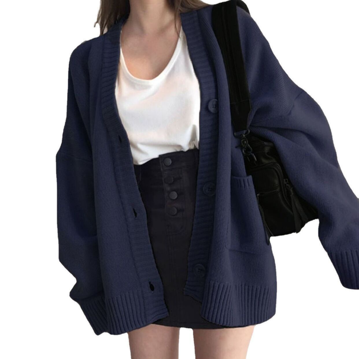 Women's Solid Color Fashion Casual Knitted Jacket