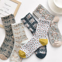 Korean Version Small Fragrant Wind Wrinkle Small Flower Pile Socks