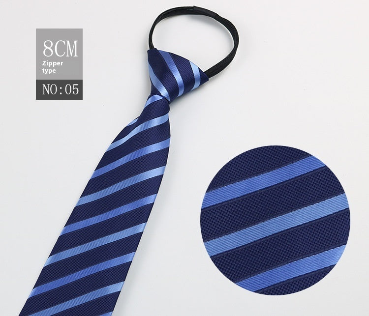 Black Men's Tie Striped Blue Business Tie Lazy Zip Tie In Stock Wholesale Pull Peels