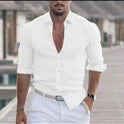 Men's Linen Shirt Button Shirt Beach Shirt Solid Color