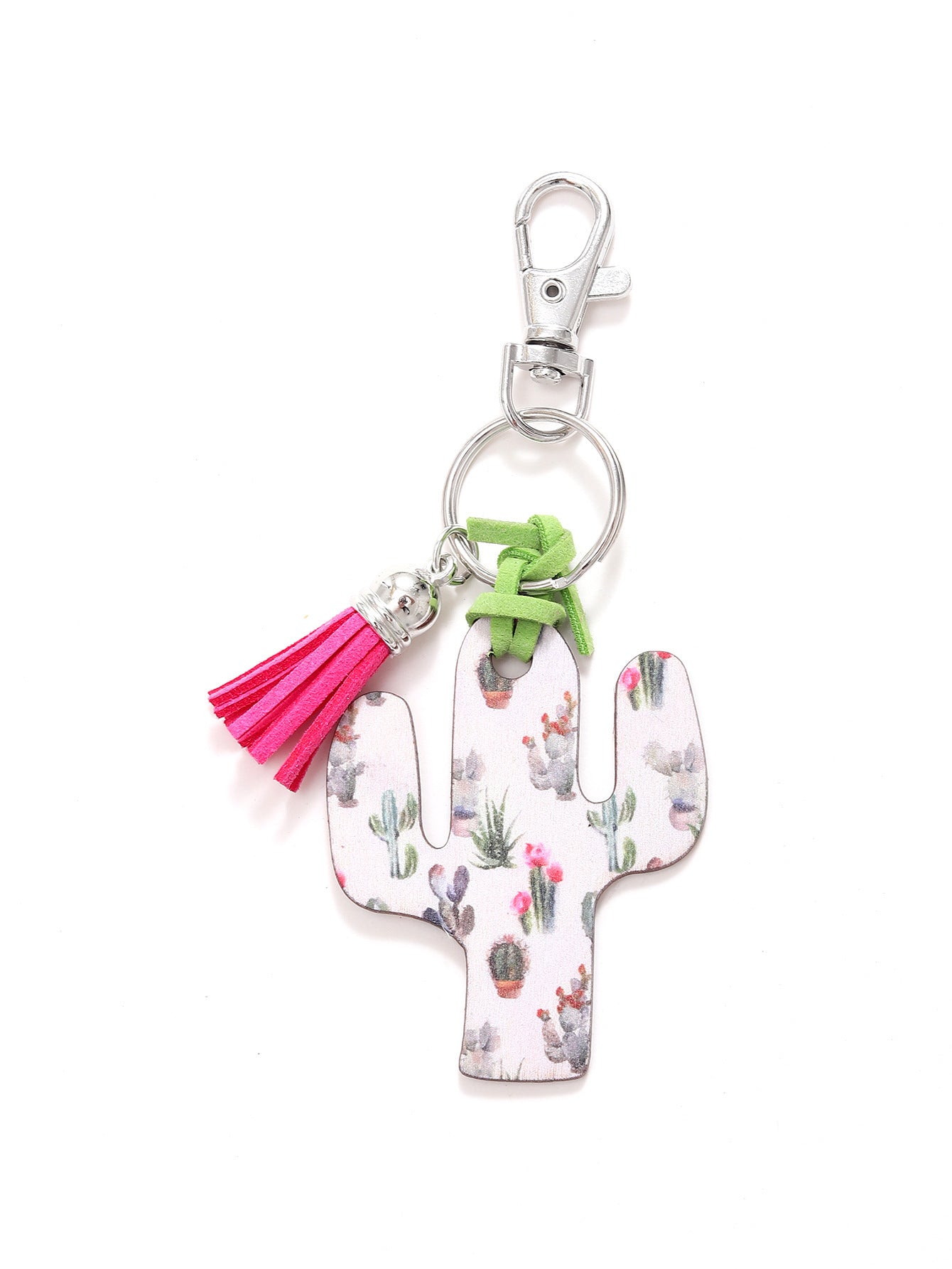 Wooden Cactus Keychain Leopard Flower