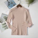 Solid Color Pit Strip Knit Pullover Half Turtleneck Sweater Bottoming Shirt