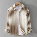 Men's Spring And Autumn Wear Striped Long Sleeve Shirt