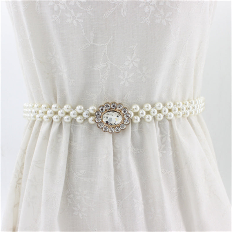 Women's Rhinestone Pearl Waist Chain Fashion Dress Decoration