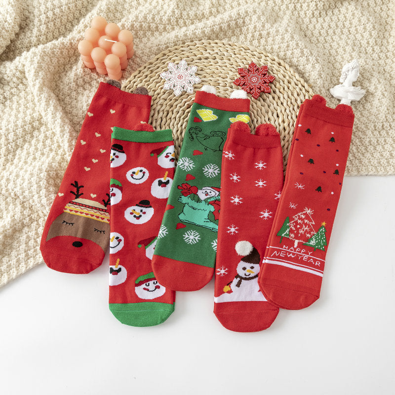 Cotton New Year Cartoon Stereo Ear Cute Elk Christmas Socks