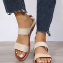 Female Plus Size Buckle Flat Round-toe Sandles