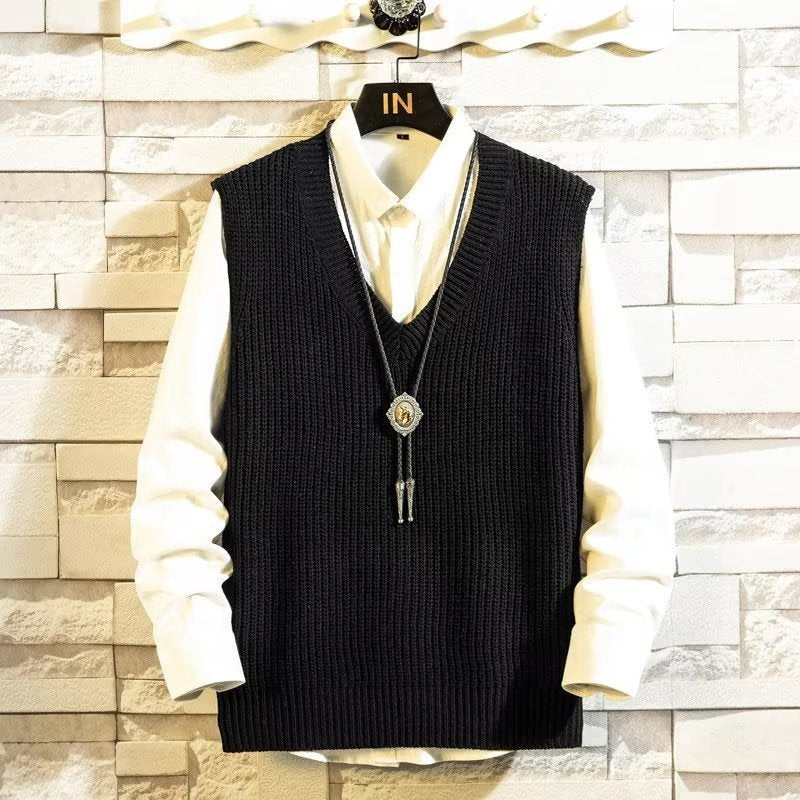 College Style V Neck Loose Fashion Sweater