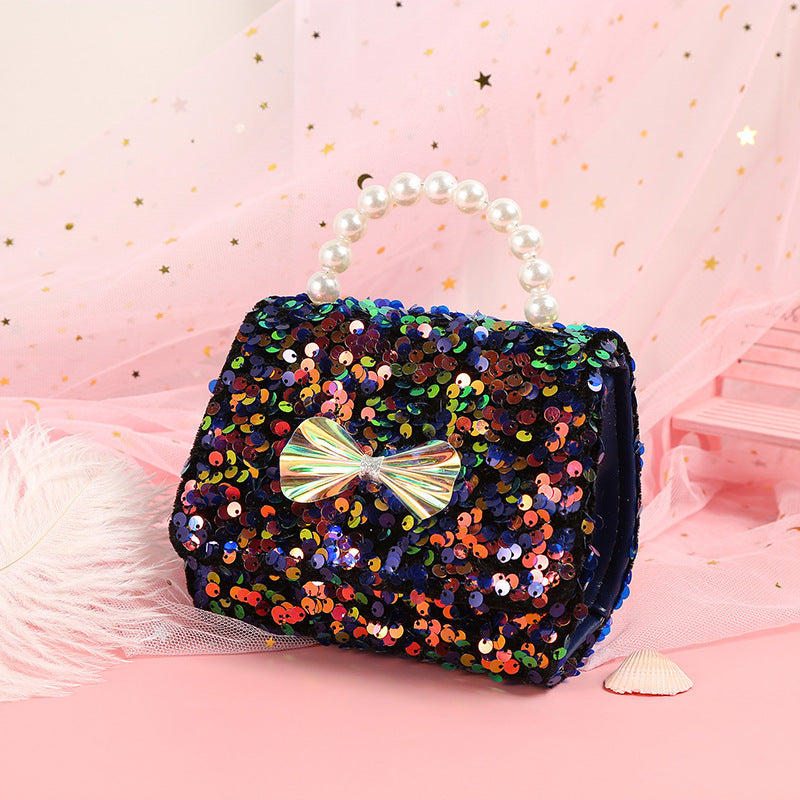 Women's Fashion Pearl Princess Portable Sequin Bag