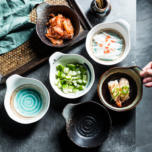 Hand-painted Ceramic Bowl With Creative Handle For Single Household Use